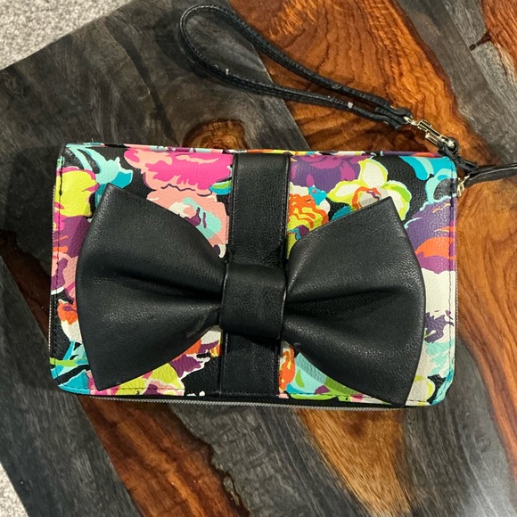Betsey Johnson Handbags - Betsey Johnson Colorful Floral Wristlet with Black Bow
